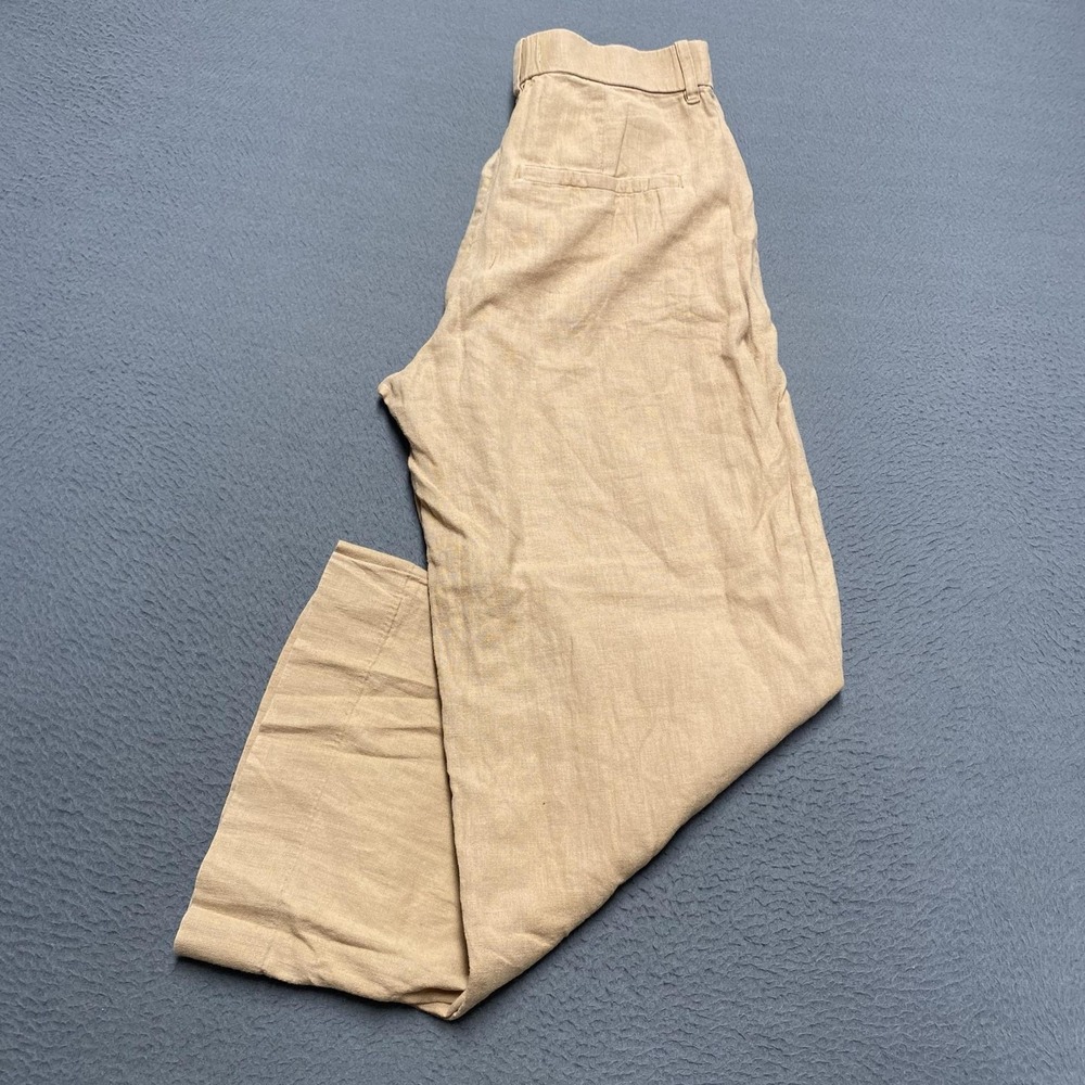 Abercrombie & Fitch Pants Womens Small Beige Linen Blend Pleated Wide Leg Chino